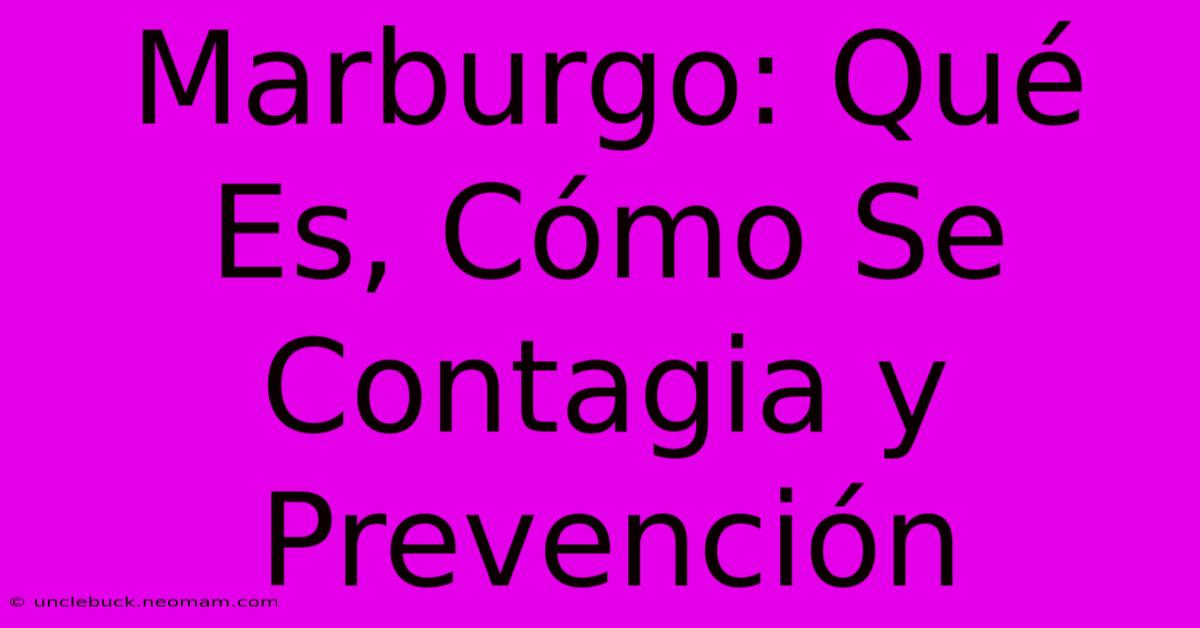 Marburgo: Qué Es, Cómo Se Contagia Y Prevención 