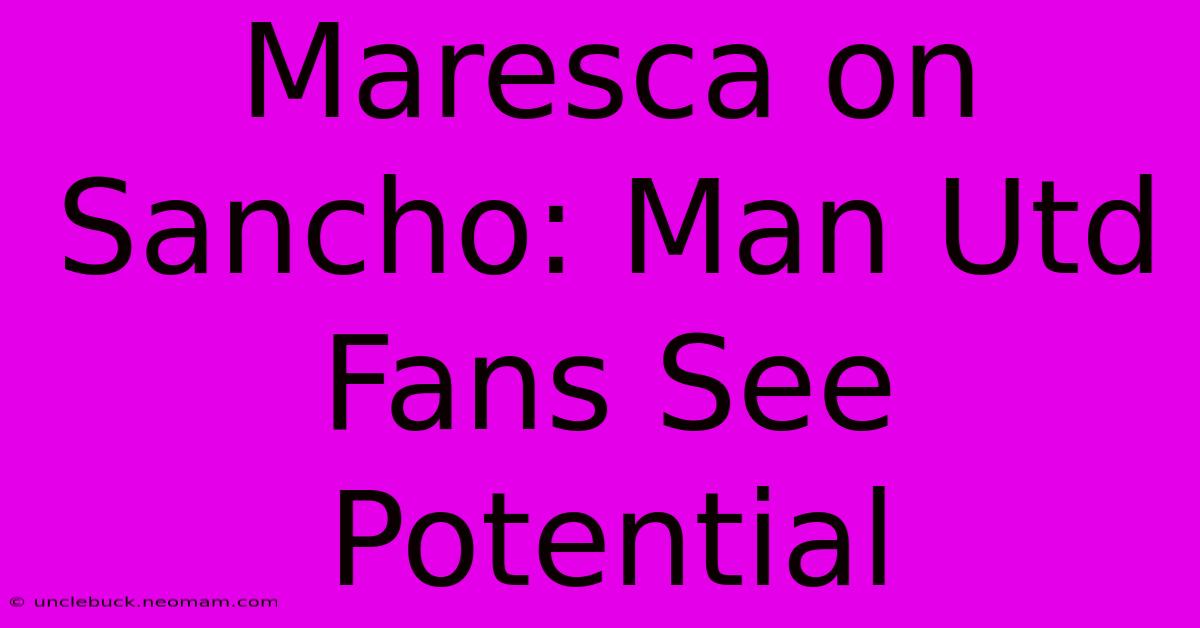 Maresca On Sancho: Man Utd Fans See Potential