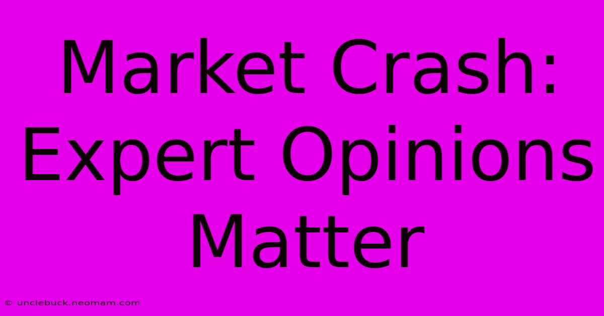 Market Crash: Expert Opinions Matter