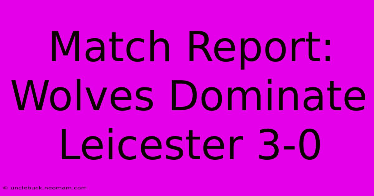 Match Report: Wolves Dominate Leicester 3-0