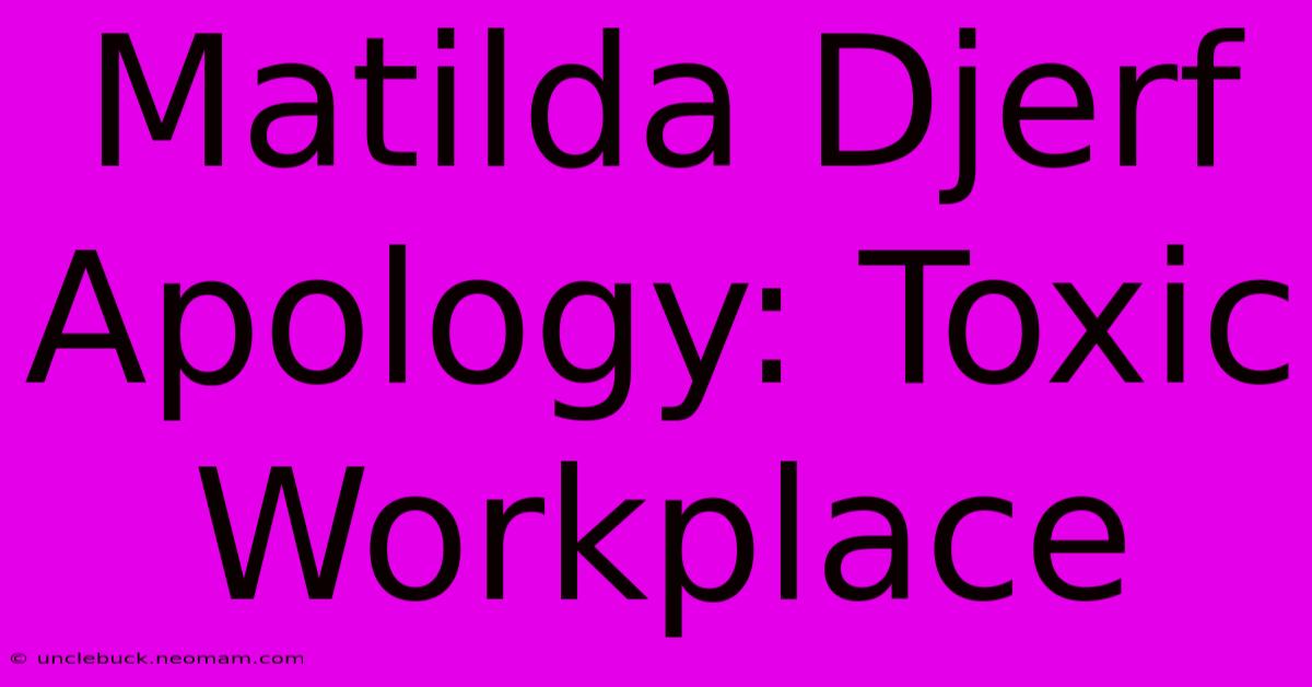 Matilda Djerf Apology: Toxic Workplace