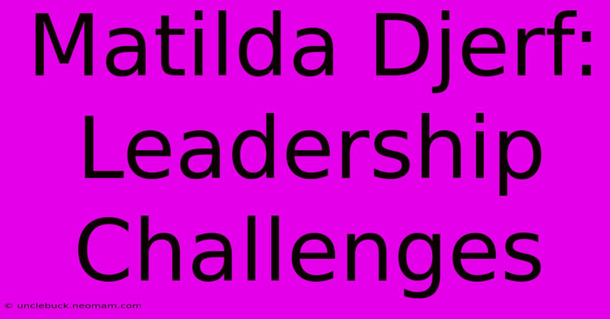 Matilda Djerf: Leadership Challenges