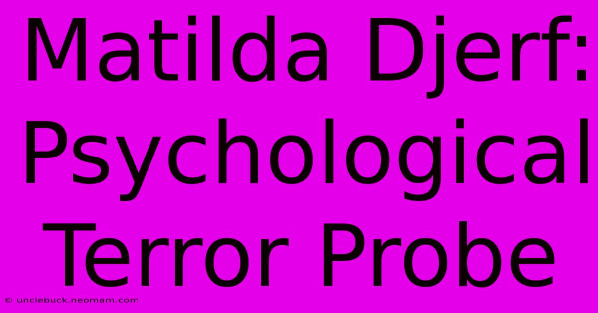 Matilda Djerf: Psychological Terror Probe