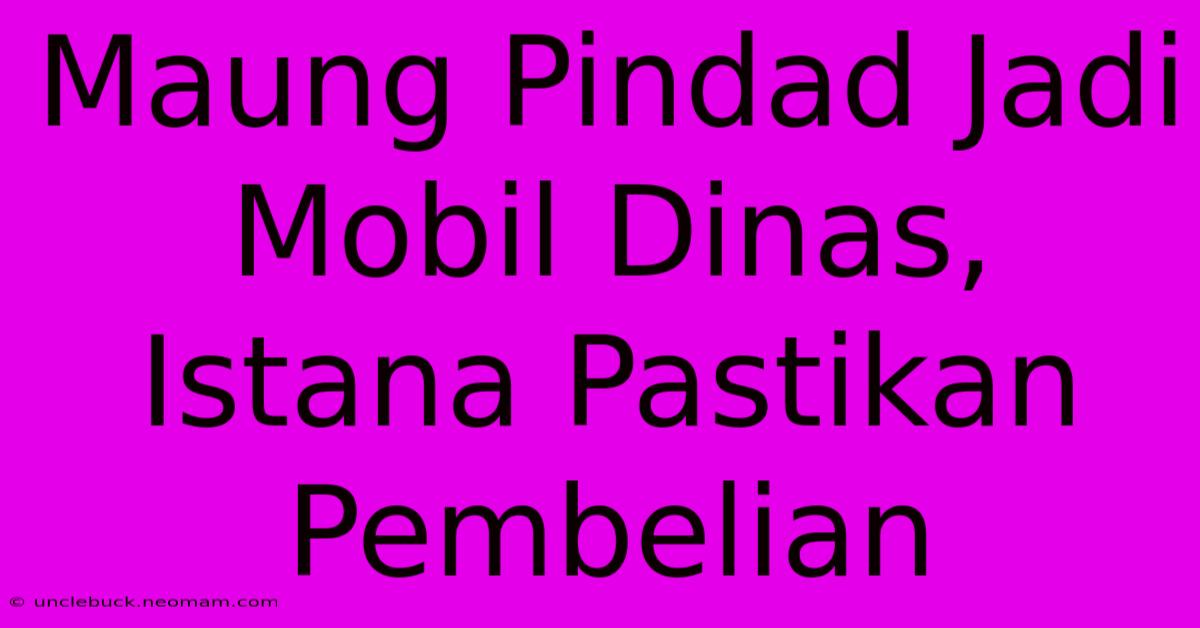 Maung Pindad Jadi Mobil Dinas, Istana Pastikan Pembelian 