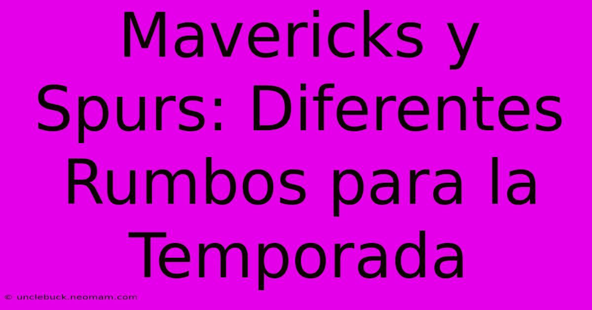 Mavericks Y Spurs: Diferentes Rumbos Para La Temporada