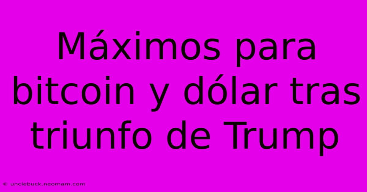 Máximos Para Bitcoin Y Dólar Tras Triunfo De Trump