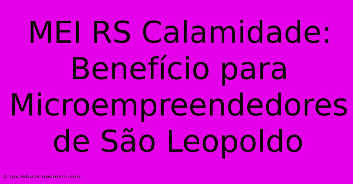 MEI RS Calamidade: Benefício Para Microempreendedores De São Leopoldo