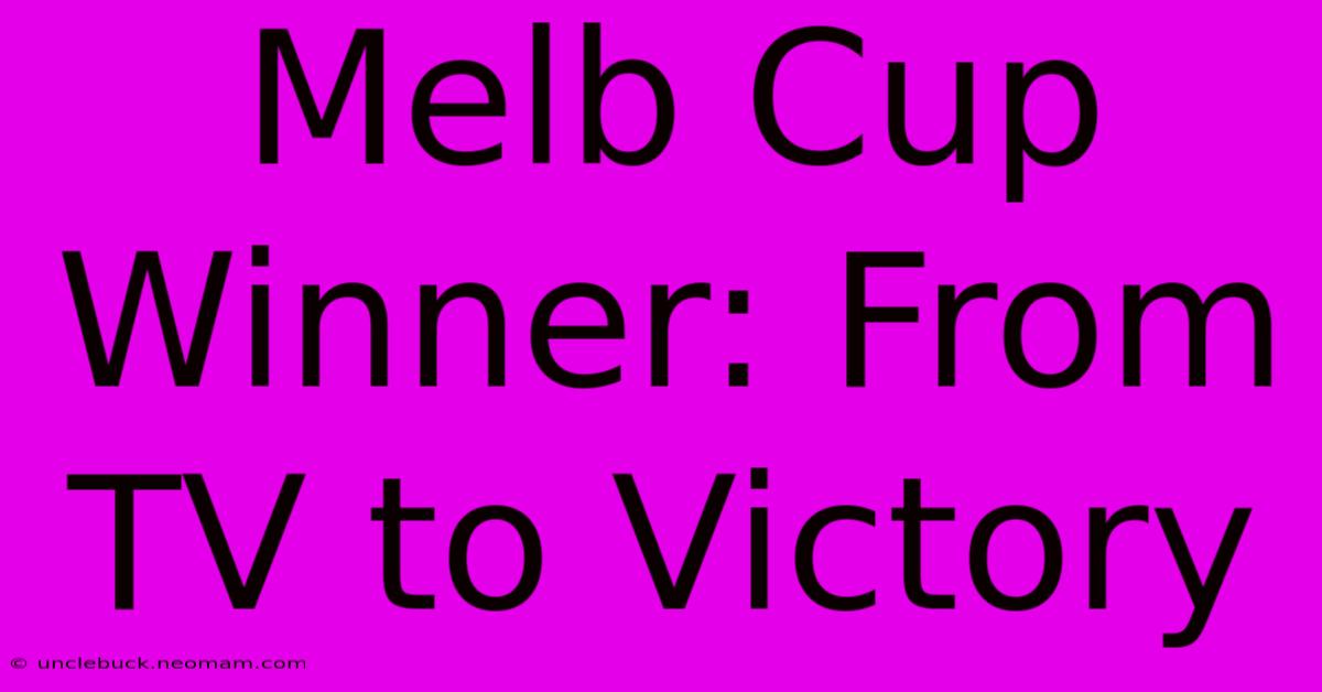 Melb Cup Winner: From TV To Victory