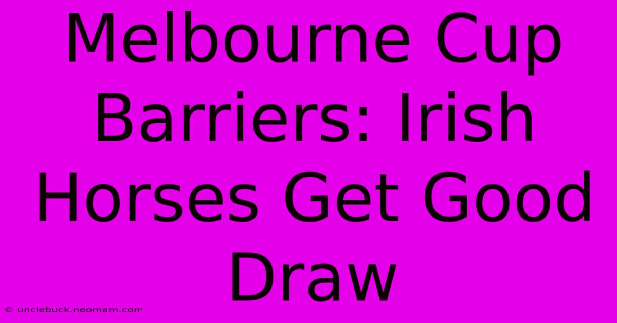 Melbourne Cup Barriers: Irish Horses Get Good Draw