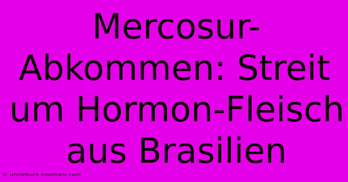 Mercosur-Abkommen: Streit Um Hormon-Fleisch Aus Brasilien