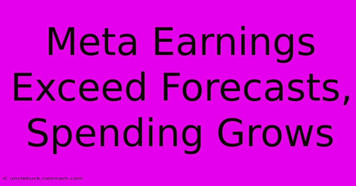 Meta Earnings Exceed Forecasts, Spending Grows 