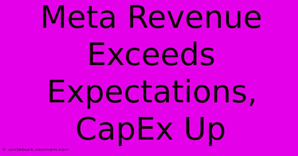 Meta Revenue Exceeds Expectations, CapEx Up