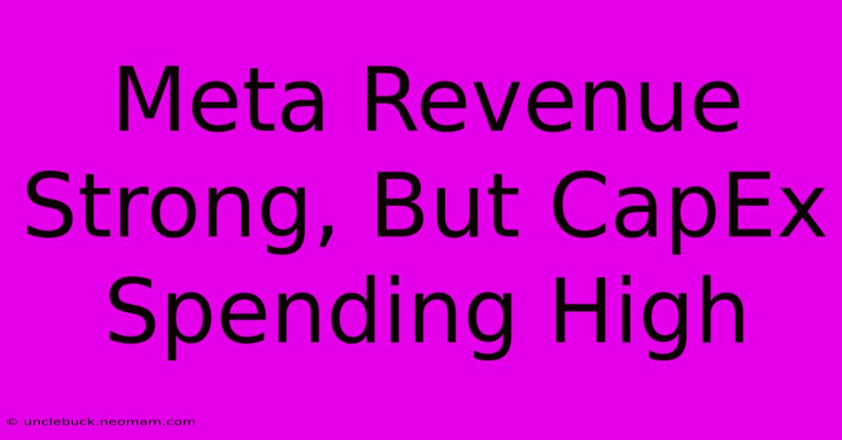 Meta Revenue Strong, But CapEx Spending High