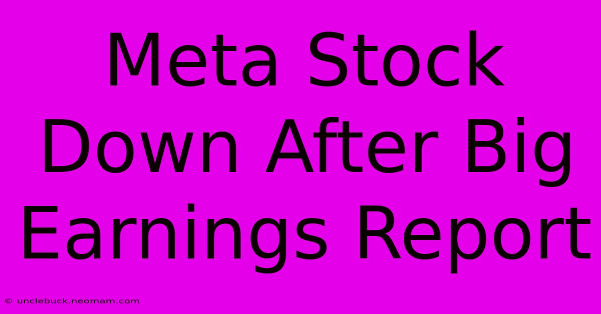 Meta Stock Down After Big Earnings Report 