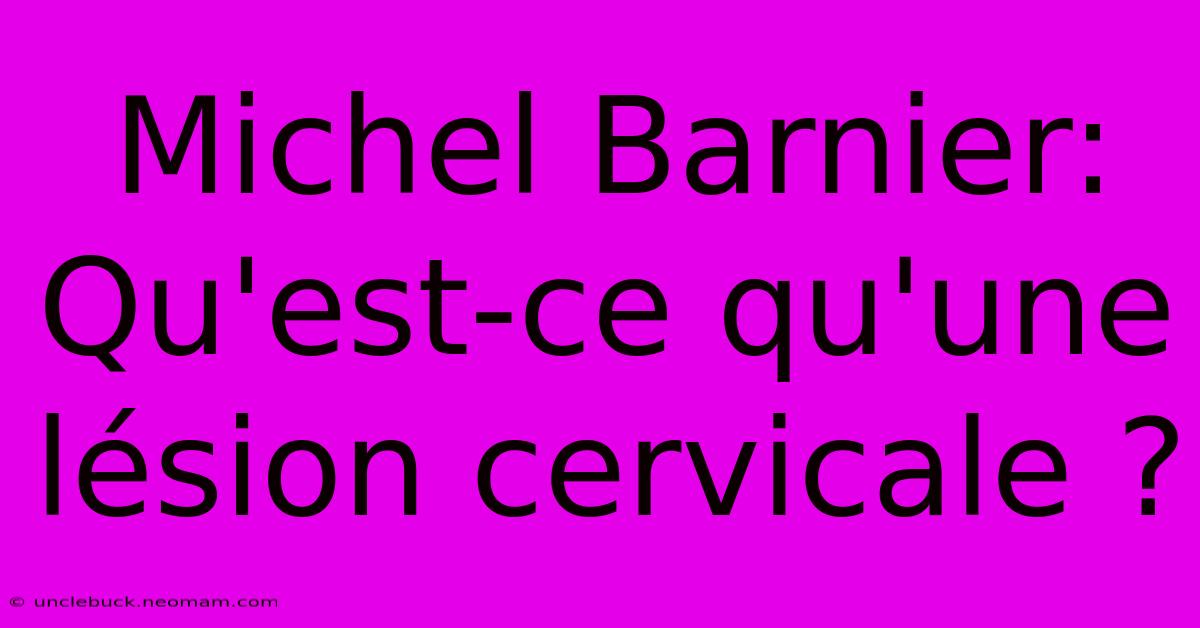 Michel Barnier: Qu'est-ce Qu'une Lésion Cervicale ?