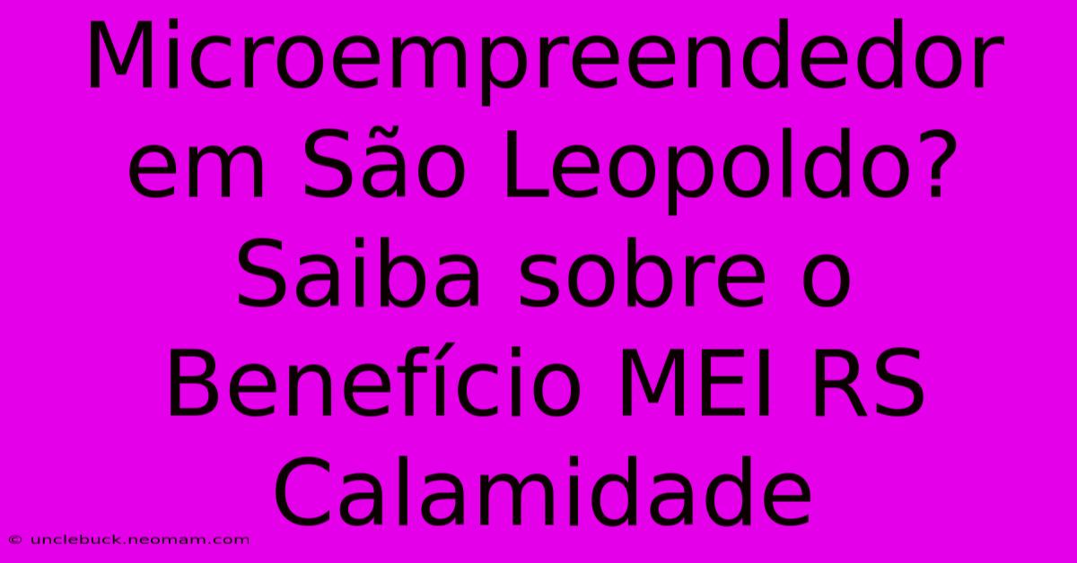 Microempreendedor Em São Leopoldo? Saiba Sobre O Benefício MEI RS Calamidade 