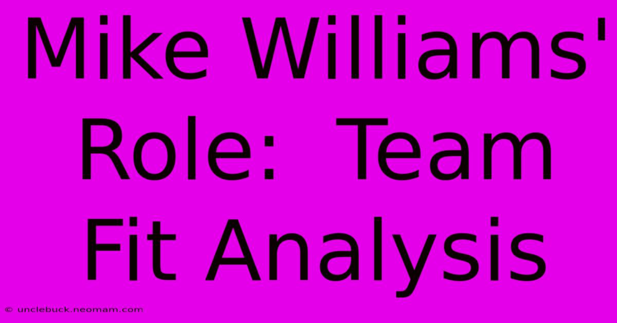 Mike Williams' Role:  Team Fit Analysis