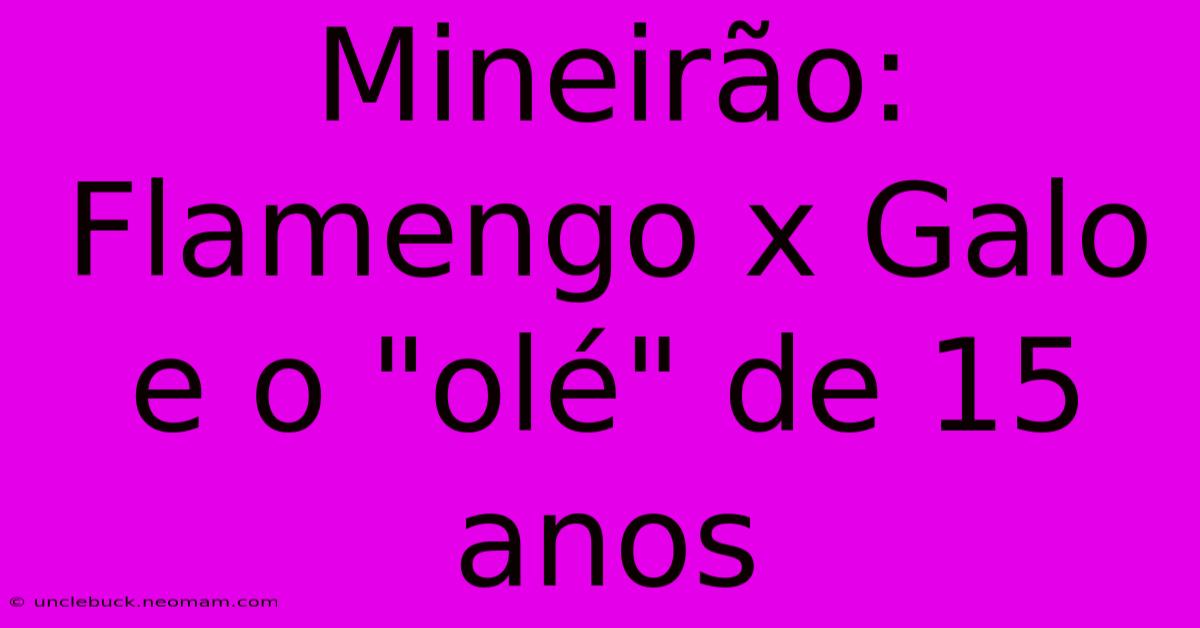 Mineirão: Flamengo X Galo E O 