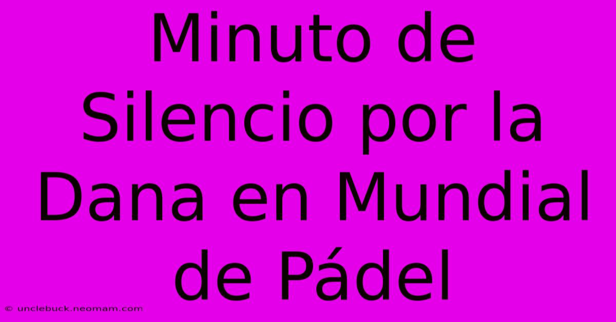 Minuto De Silencio Por La Dana En Mundial De Pádel