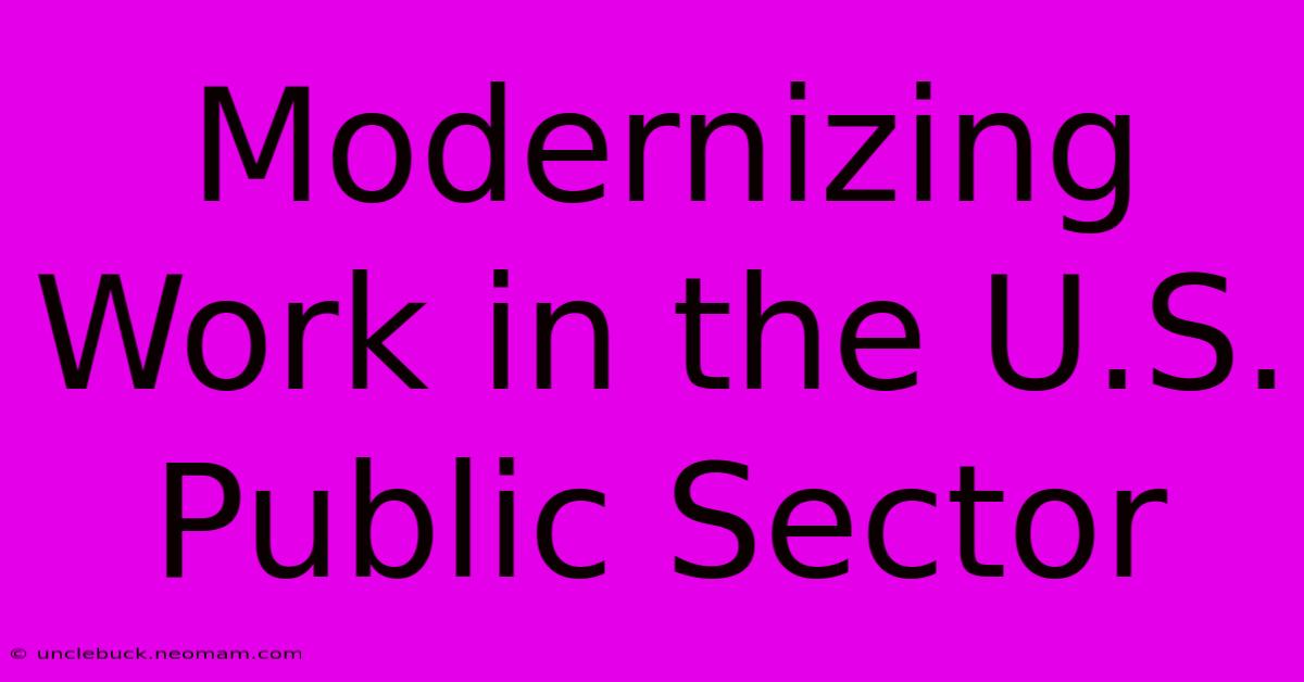 Modernizing Work In The U.S. Public Sector