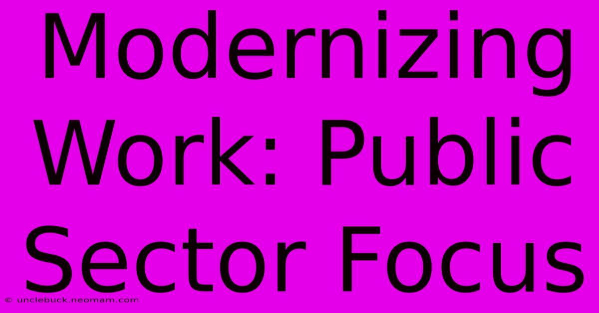 Modernizing Work: Public Sector Focus