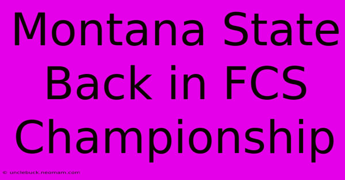 Montana State Back In FCS Championship