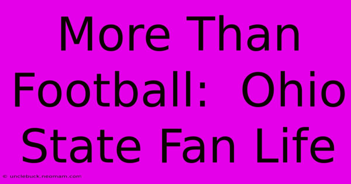 More Than Football:  Ohio State Fan Life