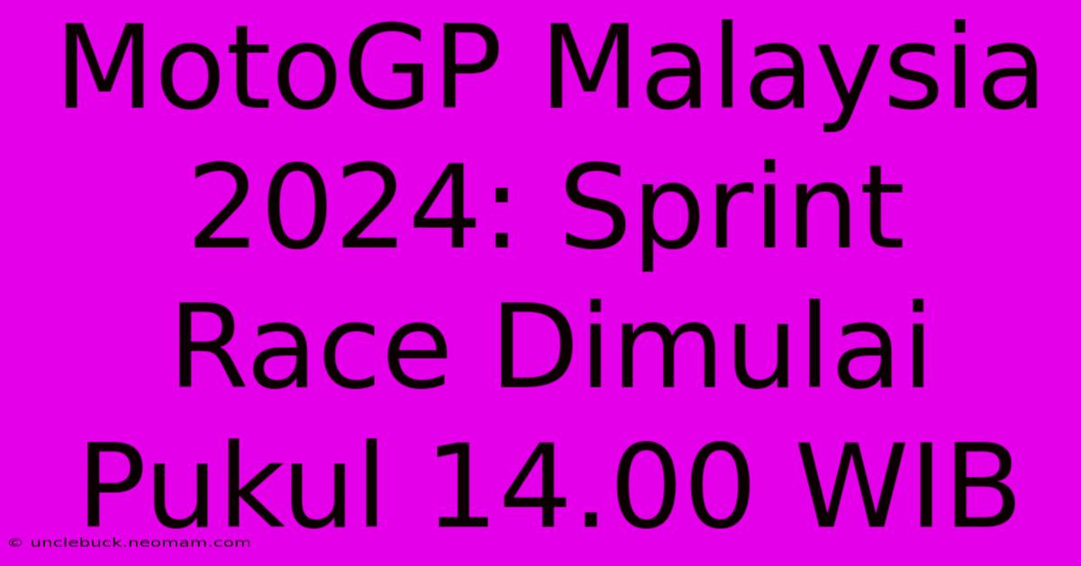 MotoGP Malaysia 2024: Sprint Race Dimulai Pukul 14.00 WIB