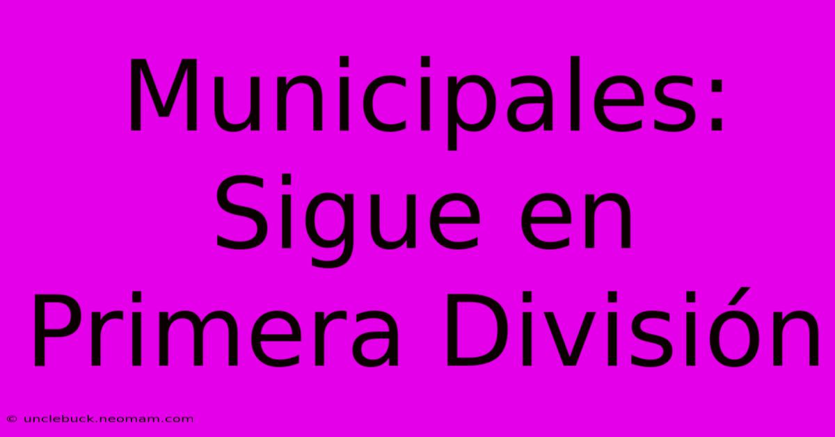 Municipales: Sigue En Primera División