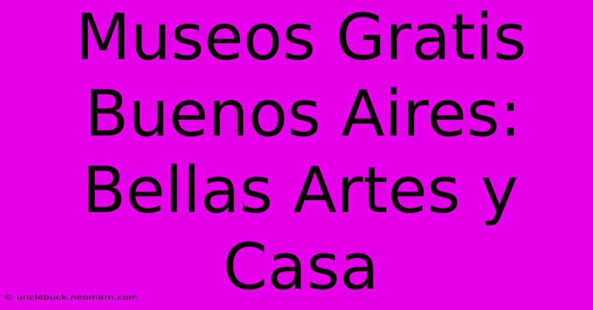 Museos Gratis Buenos Aires: Bellas Artes Y Casa