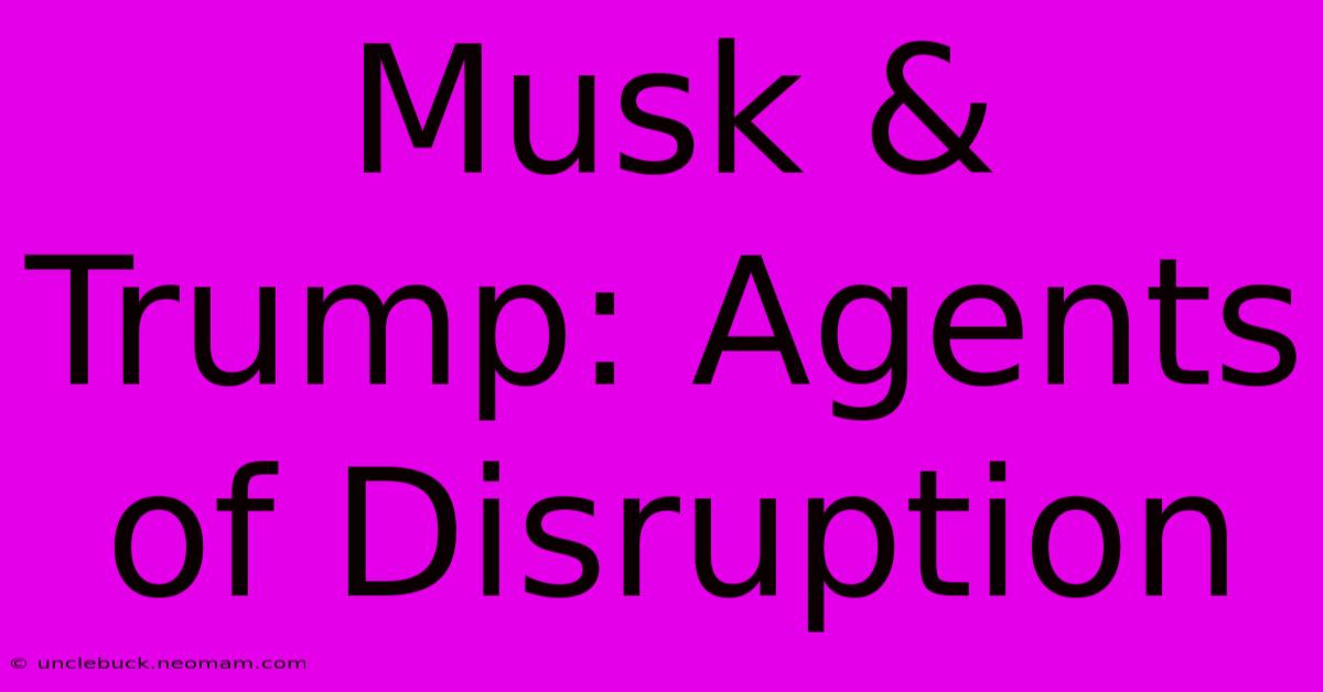 Musk & Trump: Agents Of Disruption 