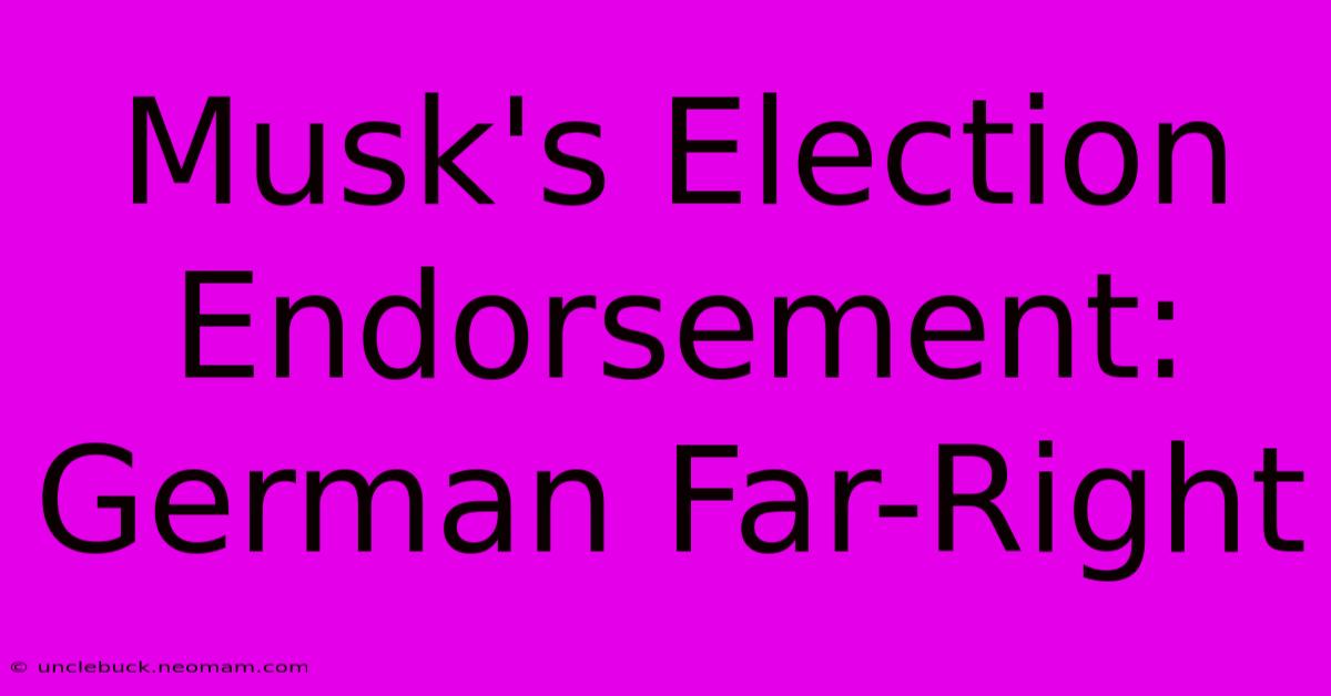 Musk's Election Endorsement: German Far-Right