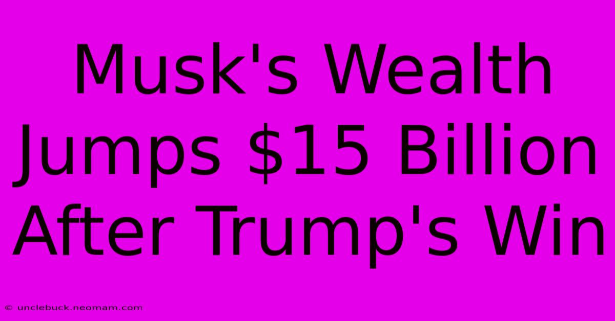 Musk's Wealth Jumps $15 Billion After Trump's Win