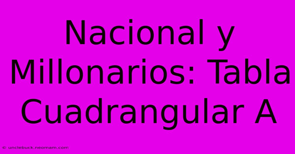 Nacional Y Millonarios: Tabla Cuadrangular A