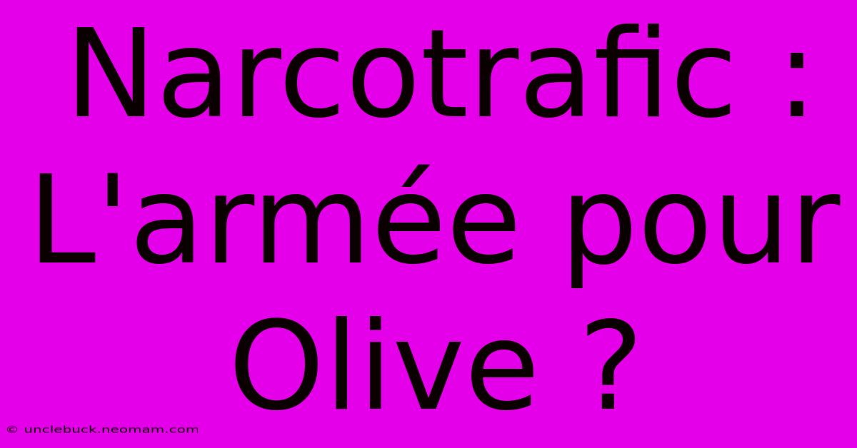 Narcotrafic : L'armée Pour Olive ? 