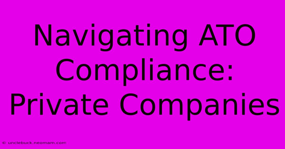 Navigating ATO Compliance: Private Companies