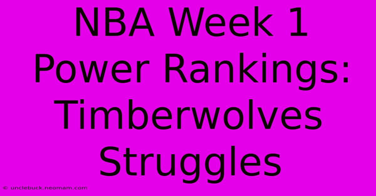 NBA Week 1 Power Rankings: Timberwolves Struggles