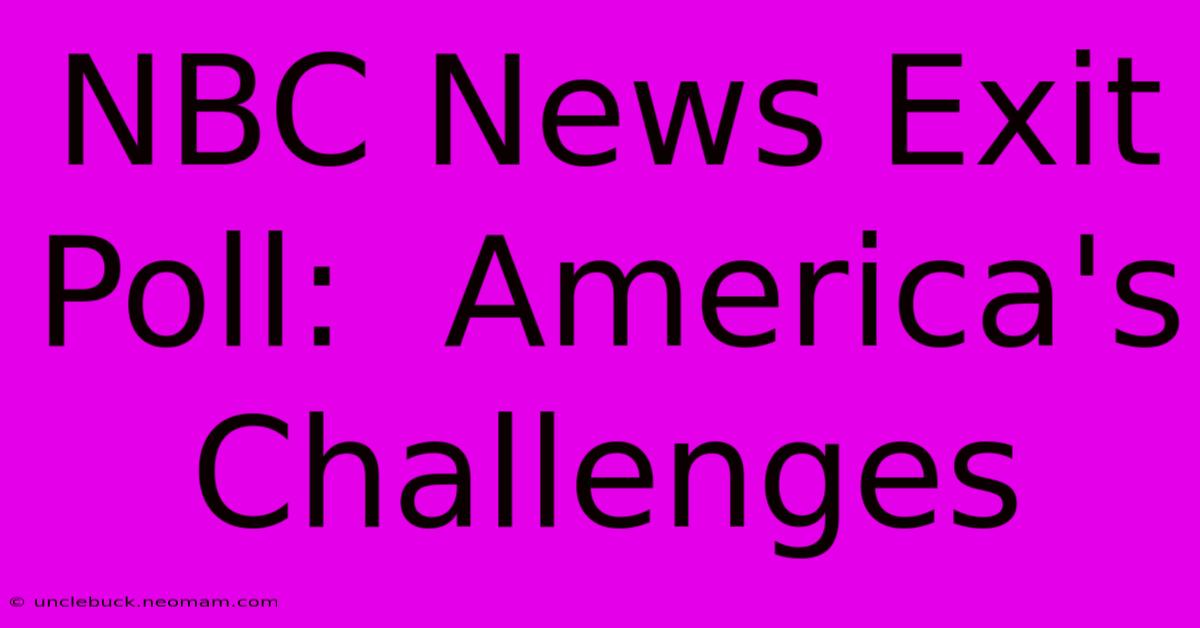 NBC News Exit Poll:  America's Challenges