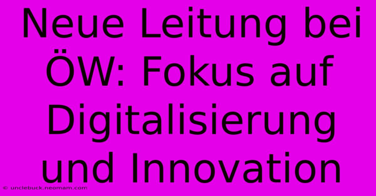 Neue Leitung Bei ÖW: Fokus Auf Digitalisierung Und Innovation