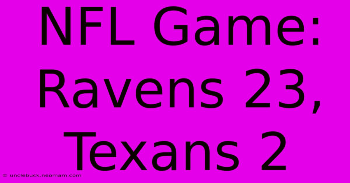 NFL Game: Ravens 23, Texans 2