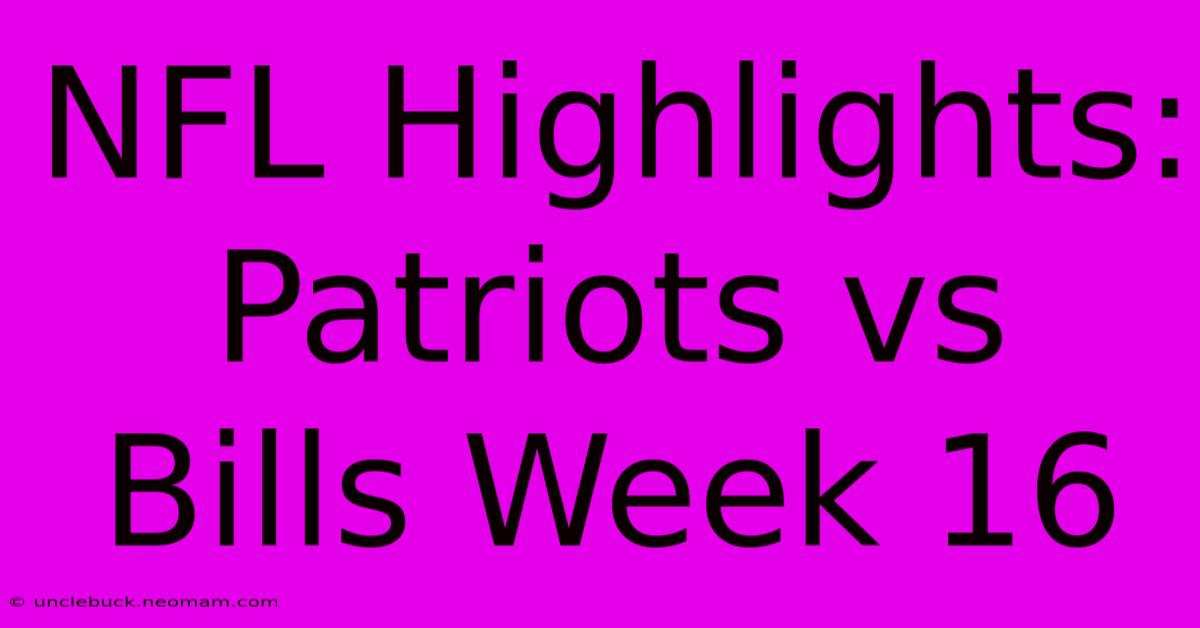 NFL Highlights: Patriots Vs Bills Week 16