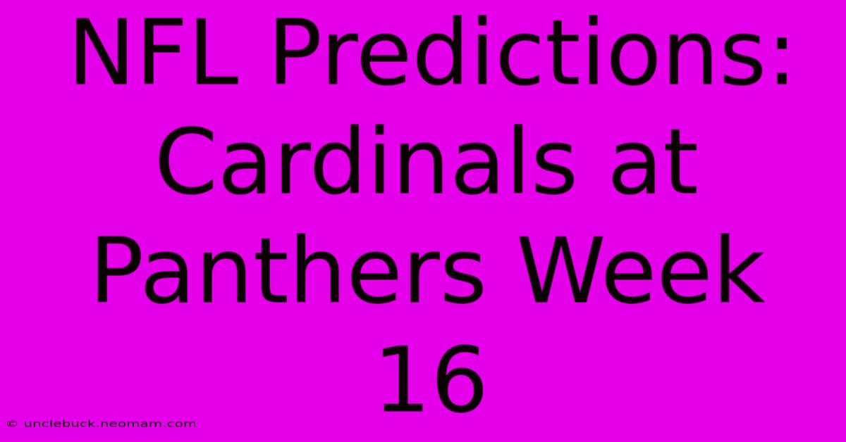 NFL Predictions: Cardinals At Panthers Week 16