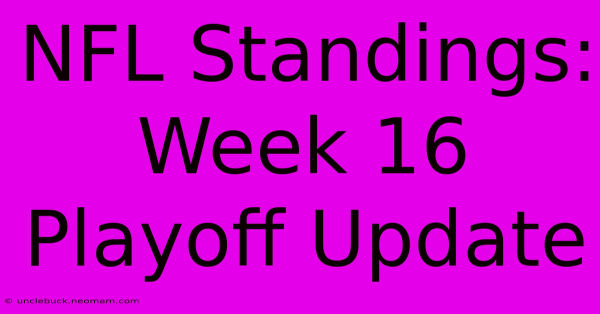 NFL Standings: Week 16 Playoff Update