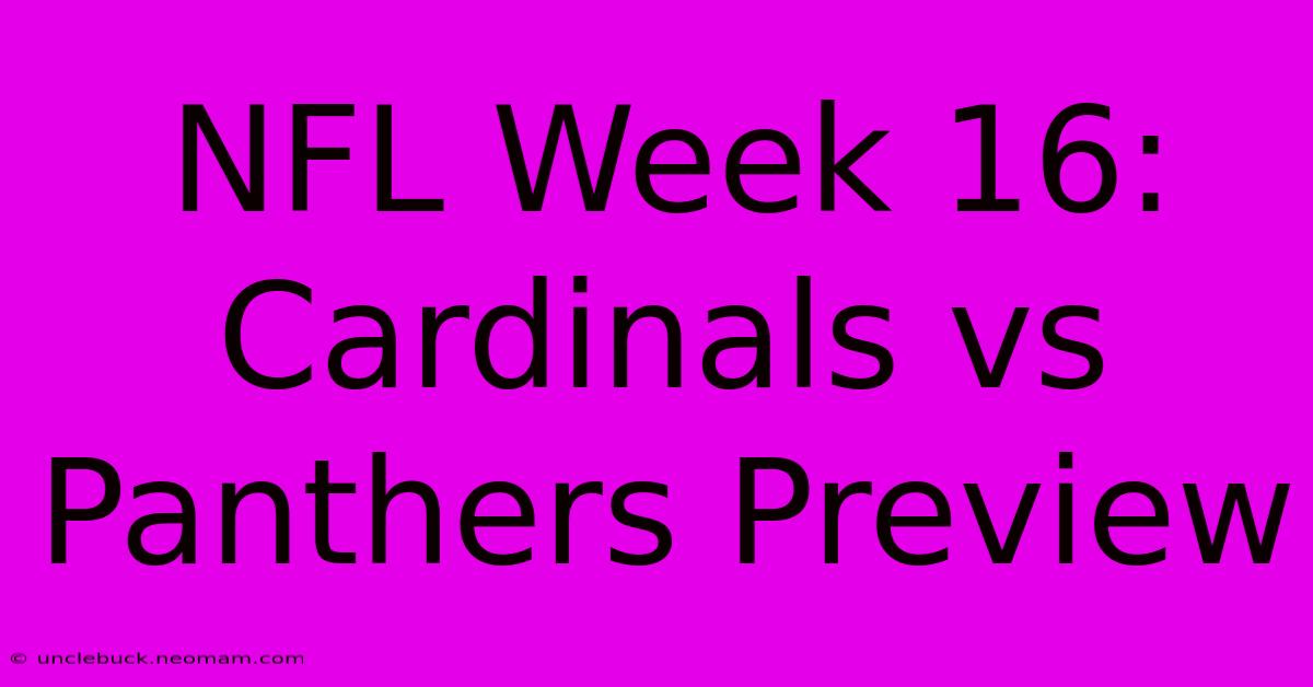 NFL Week 16: Cardinals Vs Panthers Preview