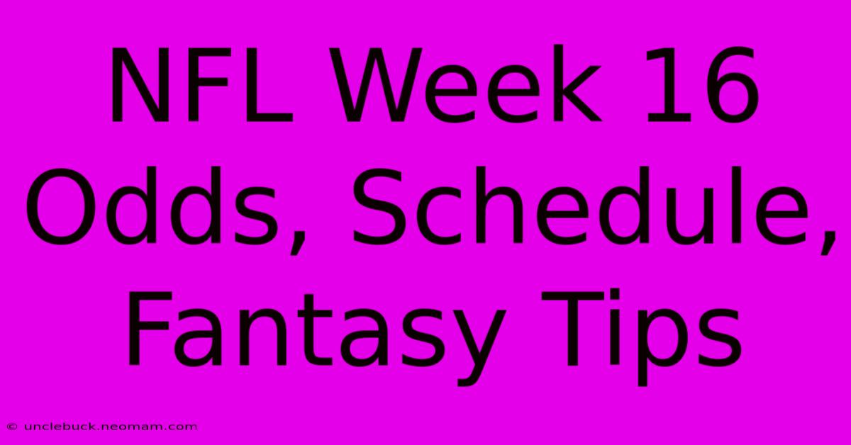 NFL Week 16 Odds, Schedule, Fantasy Tips