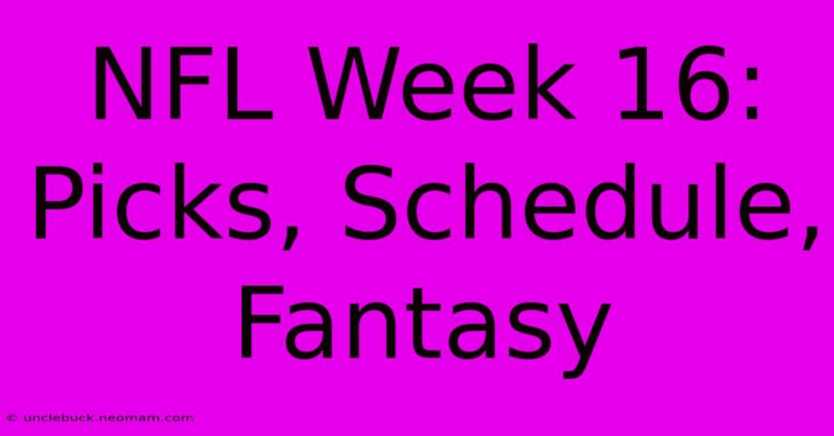 NFL Week 16:  Picks, Schedule, Fantasy