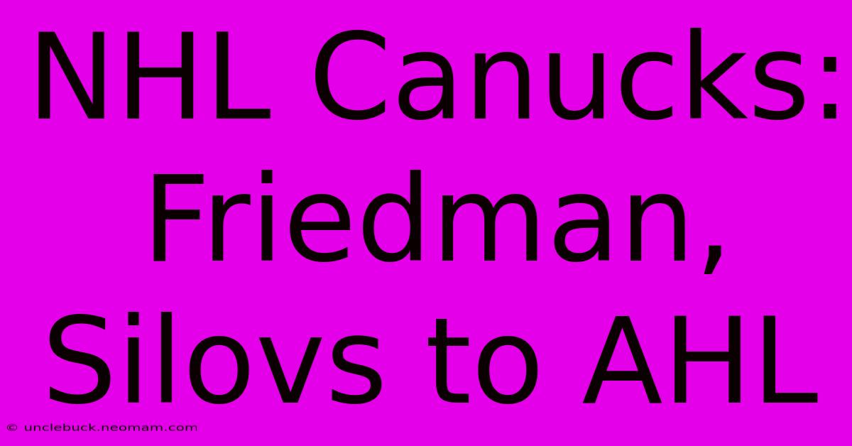 NHL Canucks: Friedman, Silovs To AHL