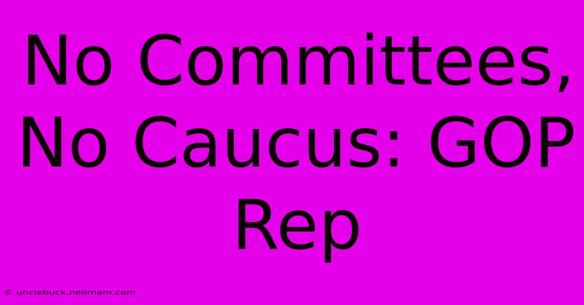 No Committees, No Caucus: GOP Rep