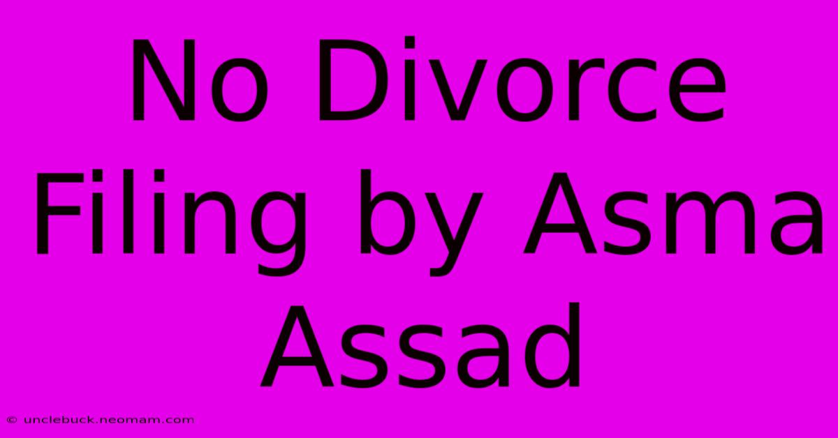 No Divorce Filing By Asma Assad