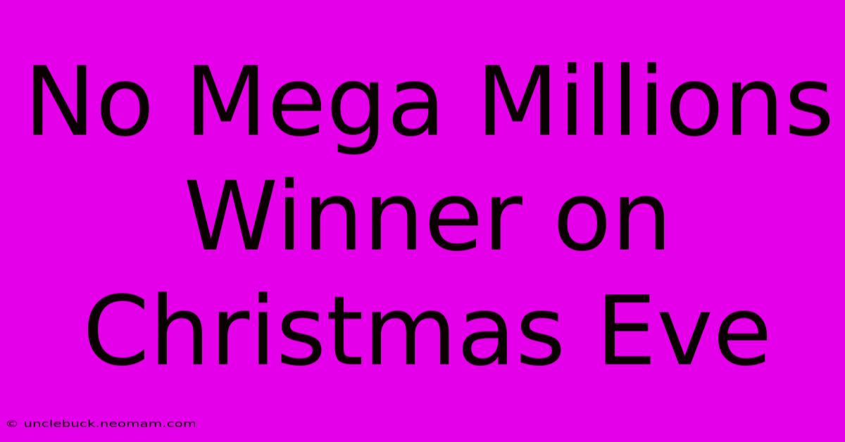 No Mega Millions Winner On Christmas Eve